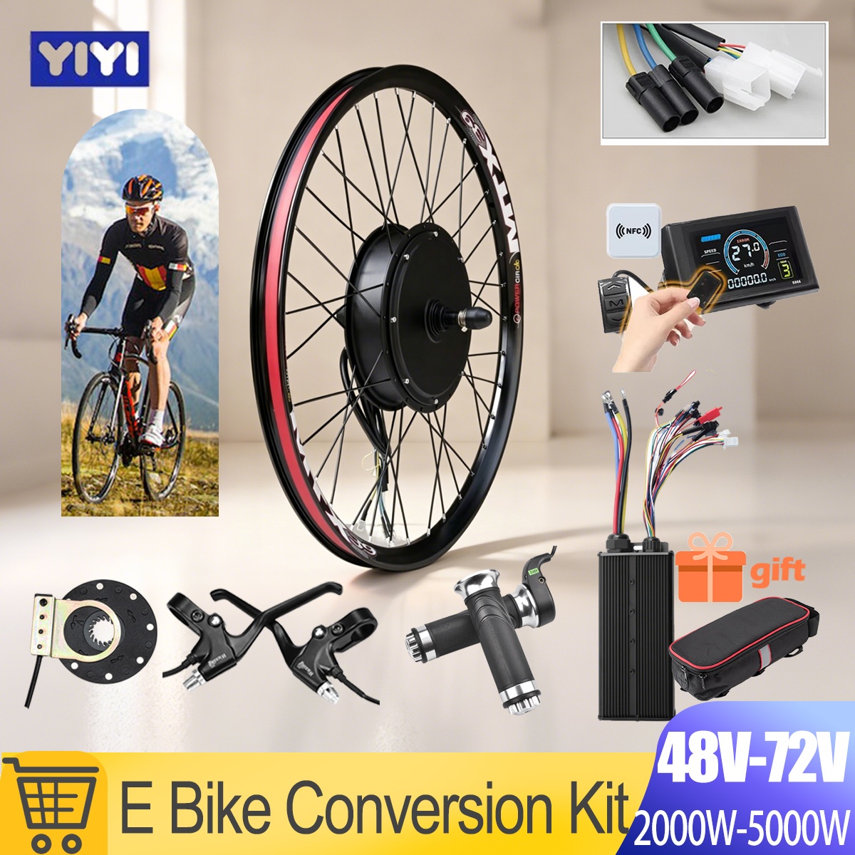 5000W E-Bike Conversion Kit 72 - Gearless Hub Motor Conversion Kit 2000W With Display ulasan dan harga