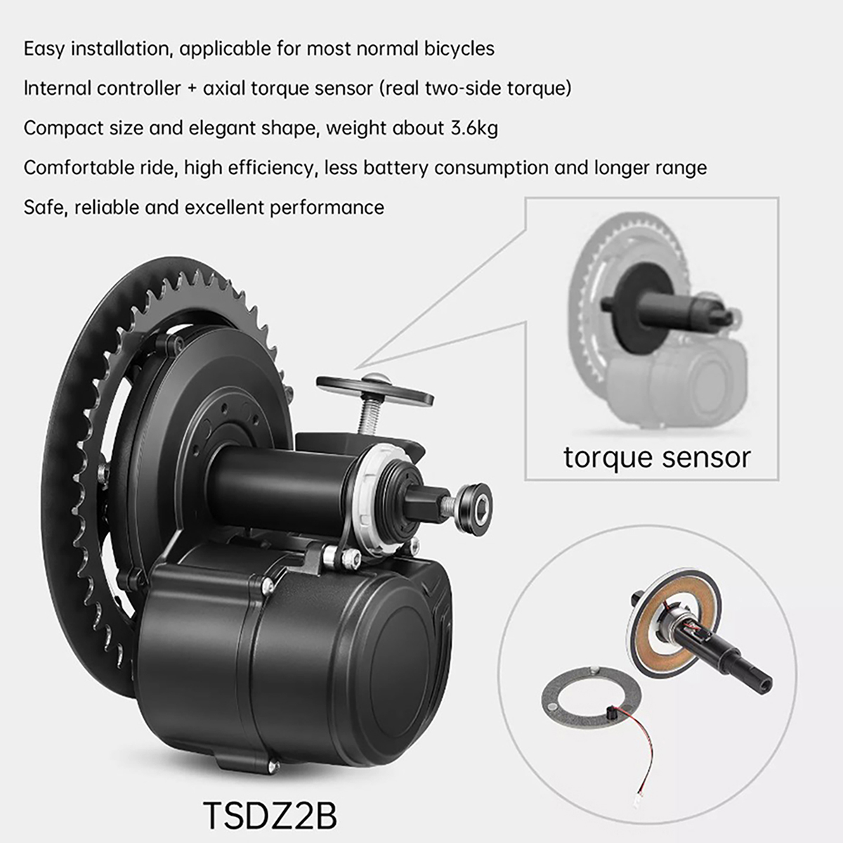 New Version Tongsheng 48V 500W - Torque Sensor Mid Drive Motor Kit ulasan dan harga
